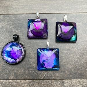 Necklace Pendant Charms, Handmade Jewellery Bundle, Purple